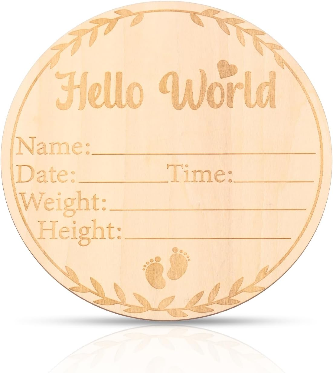 Baby Announcement Sign, 5.83 Inch Wooden Hello World Newborn Plaque Newborn Announcement Sign Birth Announcement Cards Board Baby Name Cards Outfit for Baby Gift Hospital (Style 1) image number 1