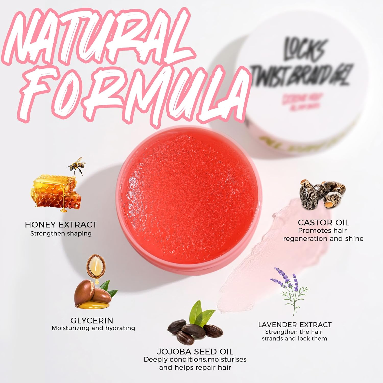 Immetee Lock and Twist Gel for Afro Hair, Extra Hold High Shine All Day Locks Braid Gel, 24H Edge Control Gels for French Braids with Brush,150G image number 5