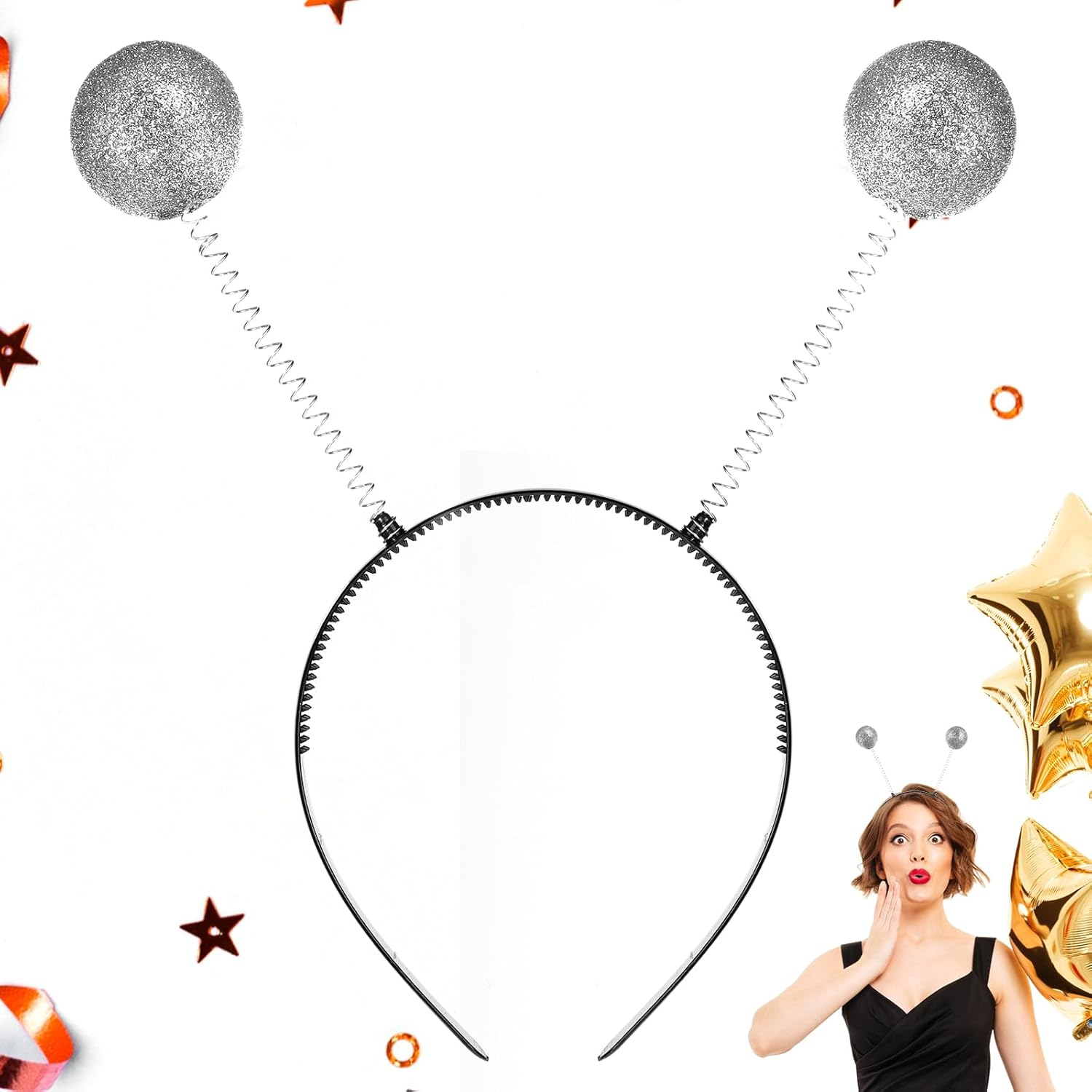 Alien Headband for Adults Women, Glitter Alien Costome Accessories Alien Antenna Headband for Space Theme Party Costume Outfit image number 2