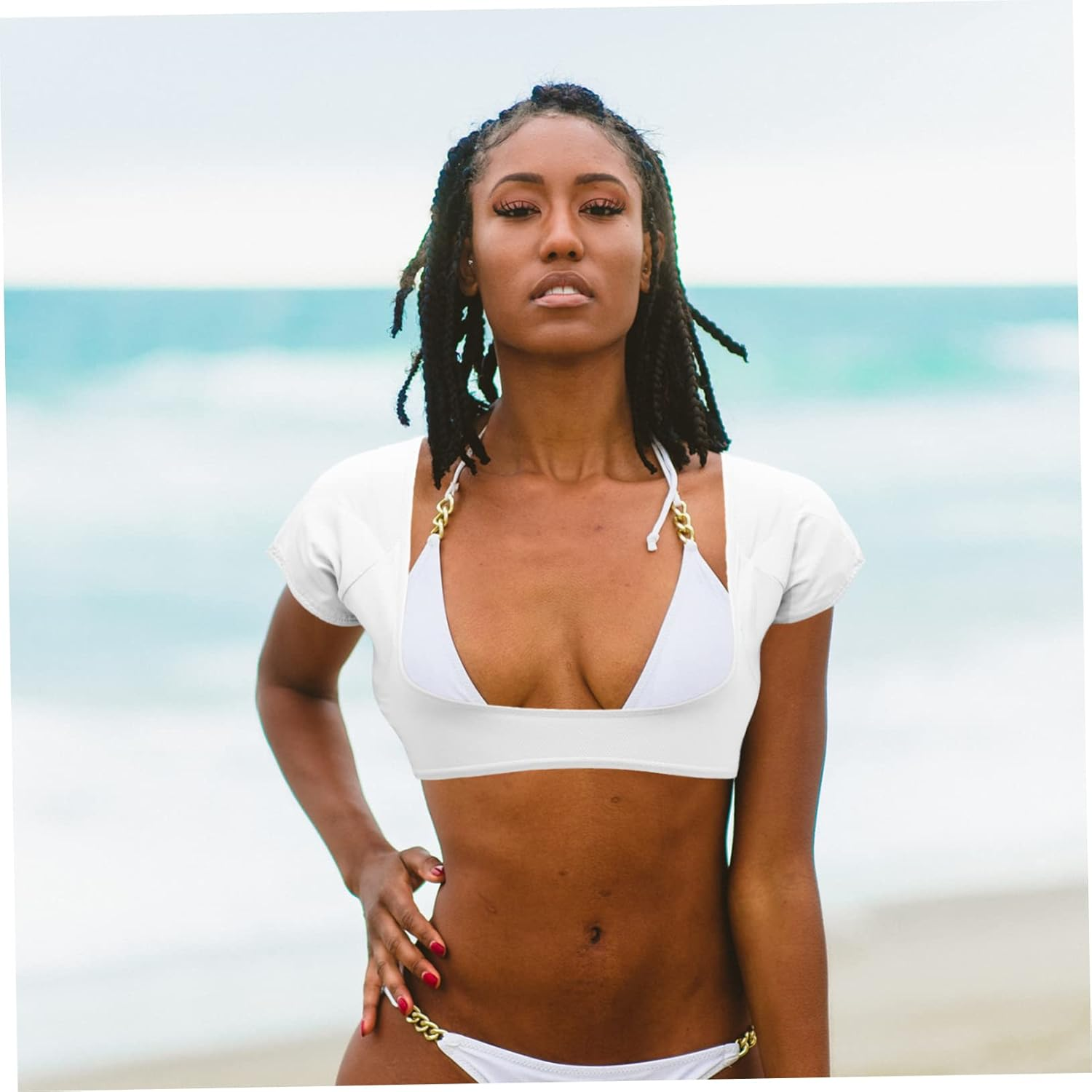 Healeved Underarm Protectors for under Arms Armpit Vest Shield Underboob Absorbent Sweat Pad under Arm Pads for Sweat Women Tank Blocker Polyester image number 2