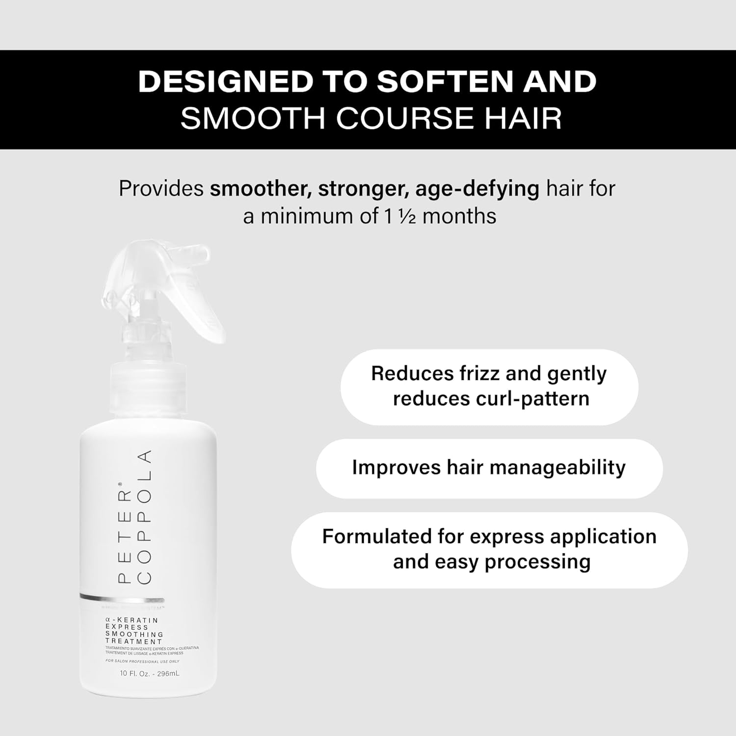 Peter Coppola Express Treatment 10 Oz - Smooth Frizz Free Hair - Quick Repairing and Styling Treatment - Healthy Shiny Hair image number 4