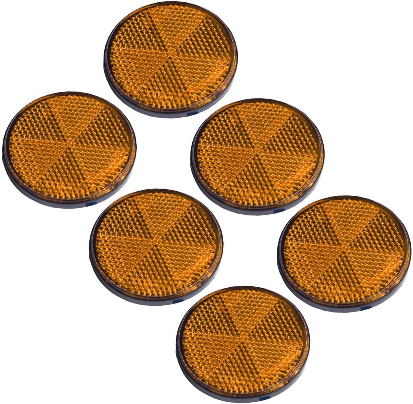 6PCS Premium round Safety Reflectors &ndash; 2.24 Inch Self-Adhesive Reflective Pads for Trucks, Trailers, Mailboxes, Driveways, Posts & Tunnels &ndash; High Visibility Road Safety Markers (White)