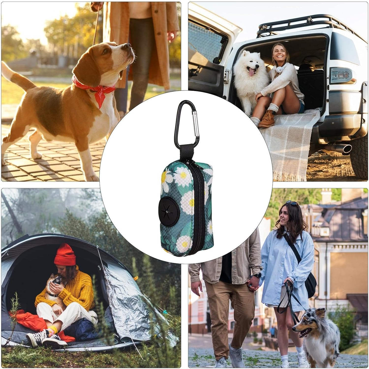 Dog Poop Bag Holder - Graphic Print Dog Poop Bags Rolls Holder - Portable Dog Waste Bag Holder for Camping, Dog, Cat, Traveling image number 1