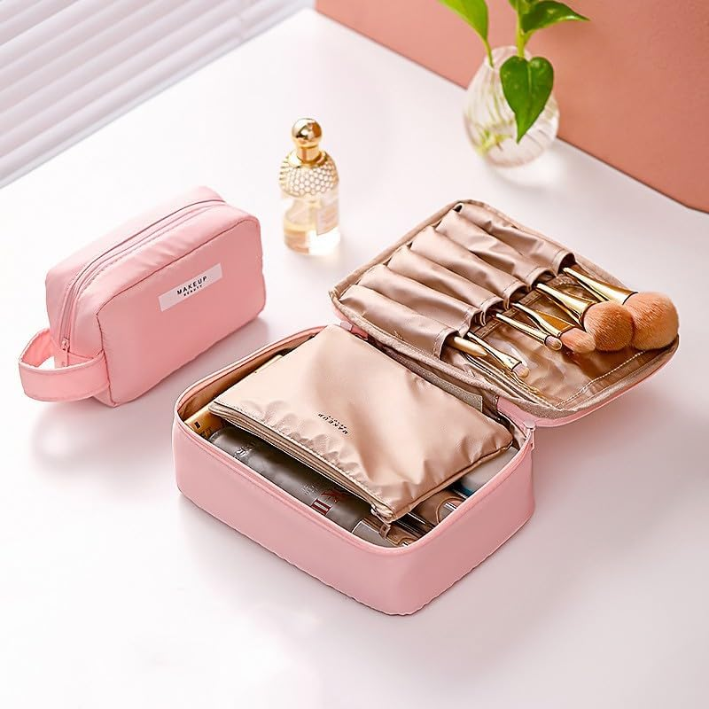 Travel Cosmetic Storage Makeup Bag Toiletry Wash Organizer Waterproof Portable, Durable PU Material image number 5