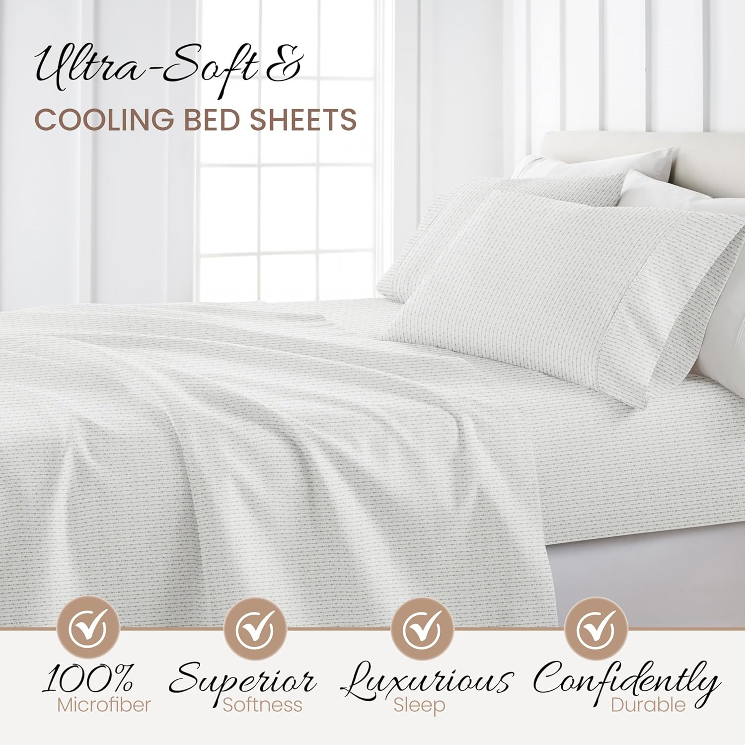 Linen Market 4 Piece King Bedding Sheet Set (Light Gray Arrows) - Sleep Better than Ever with These Ultra-Soft & Cooling Bed Sheets for Your King Size Bed - Deep Pocket Fits 16" Mattress