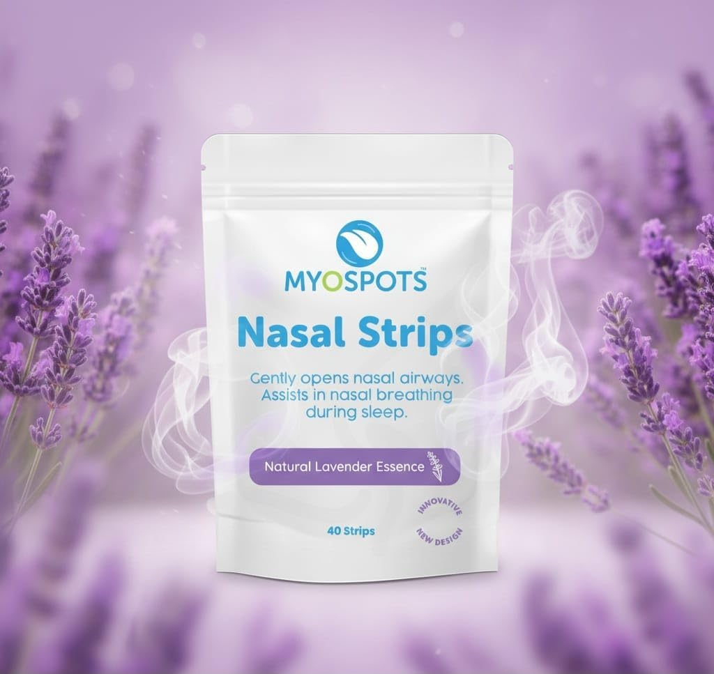 MYOSPOTS Natural Nasal Strips for Snoring Relief and Improved Sleep Quality - Breathe Easier with Lavender Oil Infused Nose Strips, Comfortable and Effective image number 3