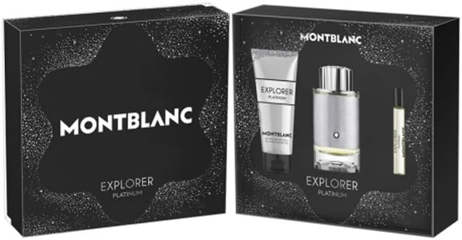 Mont Blanc Men'S Explorer Platinum 3 Pieces Gift Set (EDP 100Ml + EDP Travel Spray 7.5Ml + Shower Gel 100Ml)