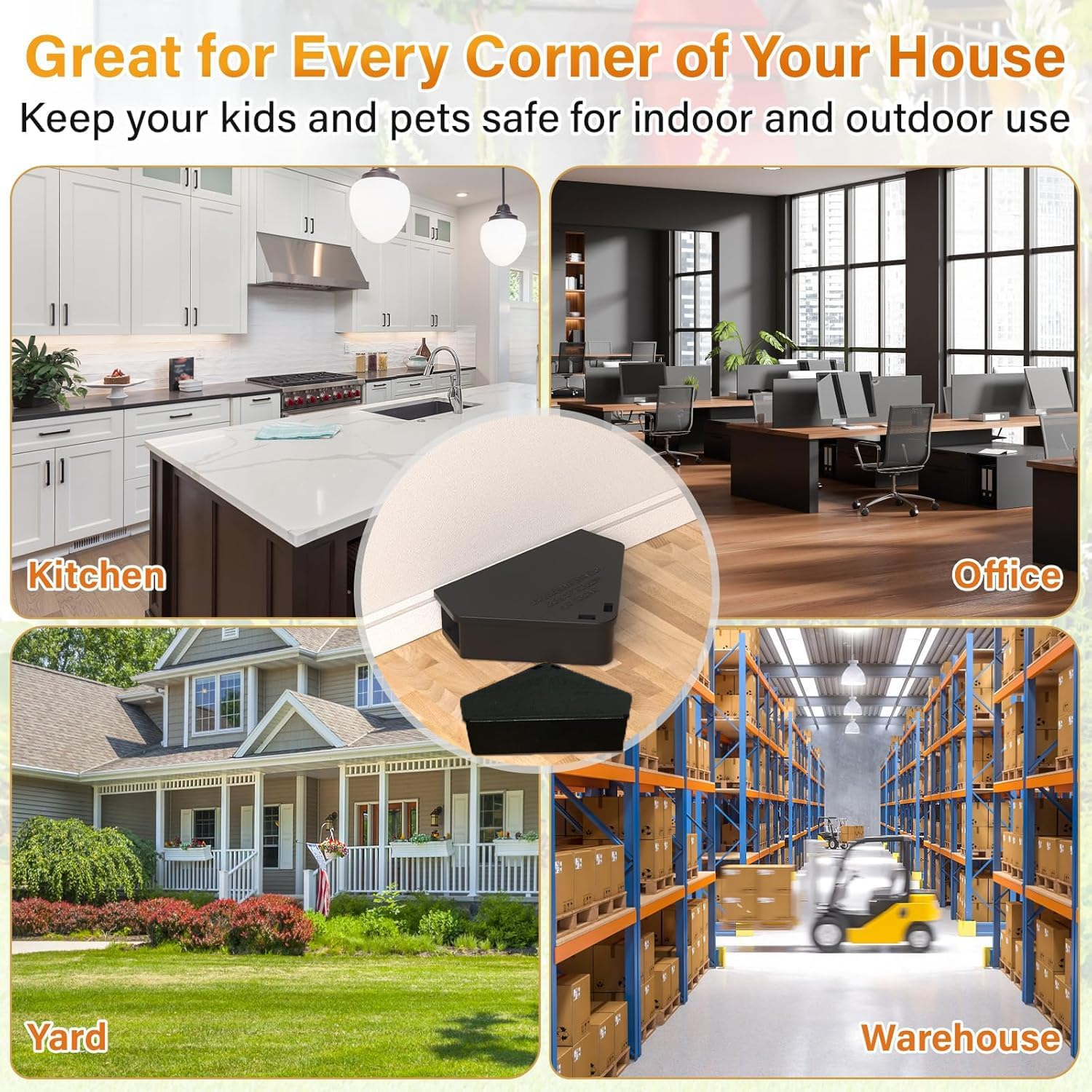 WEZCHUGHAOL Rodent Bait Station &ndash; 6Pcs Triangular Mouse Trap with 6 Keys (Black PP, Indoor Use for Home, Restaurant, Hotel) image number 2