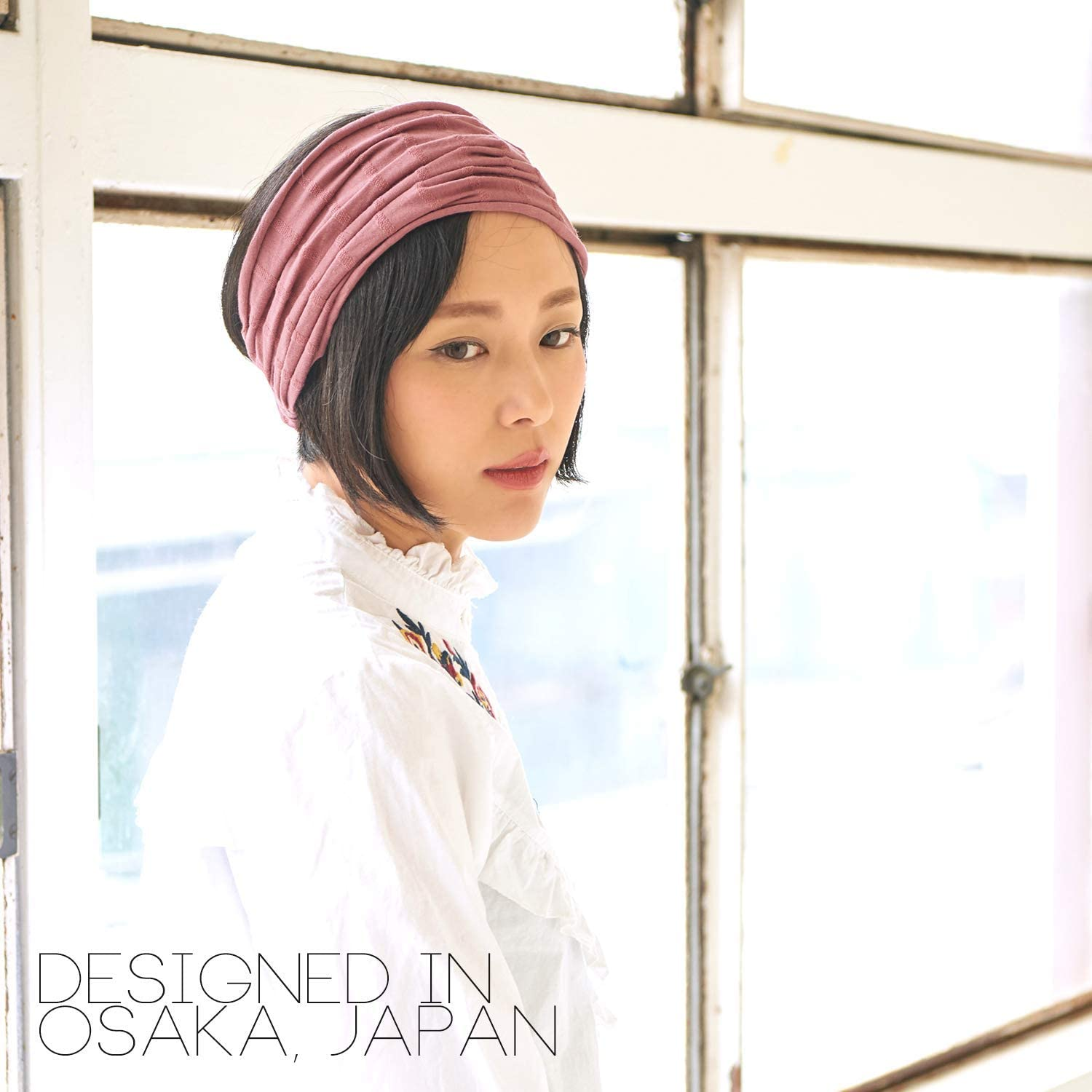 CHARM Wide Headband Bandana for Women - Mens Large Hair Turban Head Wraps Boho Band Black - Black image number 5