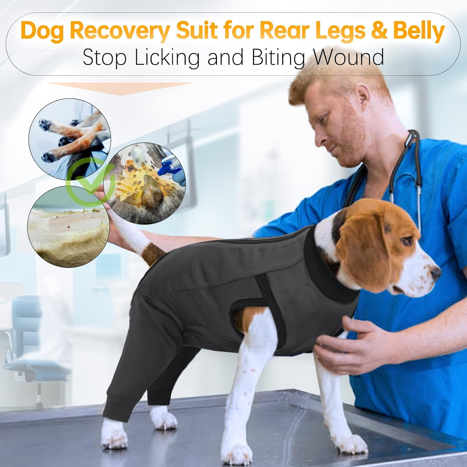 Lelepet Dog Recovery Suit for Front Legs, Dog Sleeve to Stop Licking, Elbow Protector for Leg Injuries Shoulder Wounds after Surgery Male Female,Zippered Long-Sleeved Shirt Cone Alternative(S-3Xl) image number 6