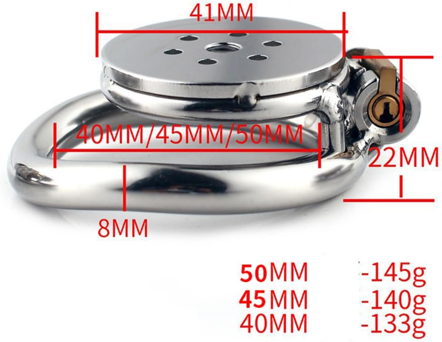 Male Chastity Bondage Cage Metal Penile Lock Stainless Steel Chastity Lock with Hose Penis Bondage Cage 50Mm