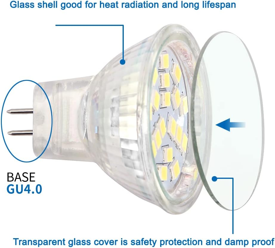 GU4 MR11 LED 12V 24V 4W Cool White 6000K Replaces 35W Halogen Bulbs Suitable for Home Landscape Embedded Rail Lighting (Pack of 4) image number 6
