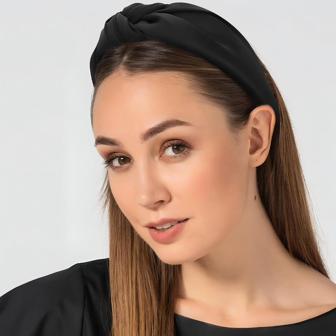 JYNVO Women'S Hair Band 4 Pieces Headband with Cross Knot - Black, Coffee, White, Cream White - Hair Accessory for Everyday Use and Makeup image number 1