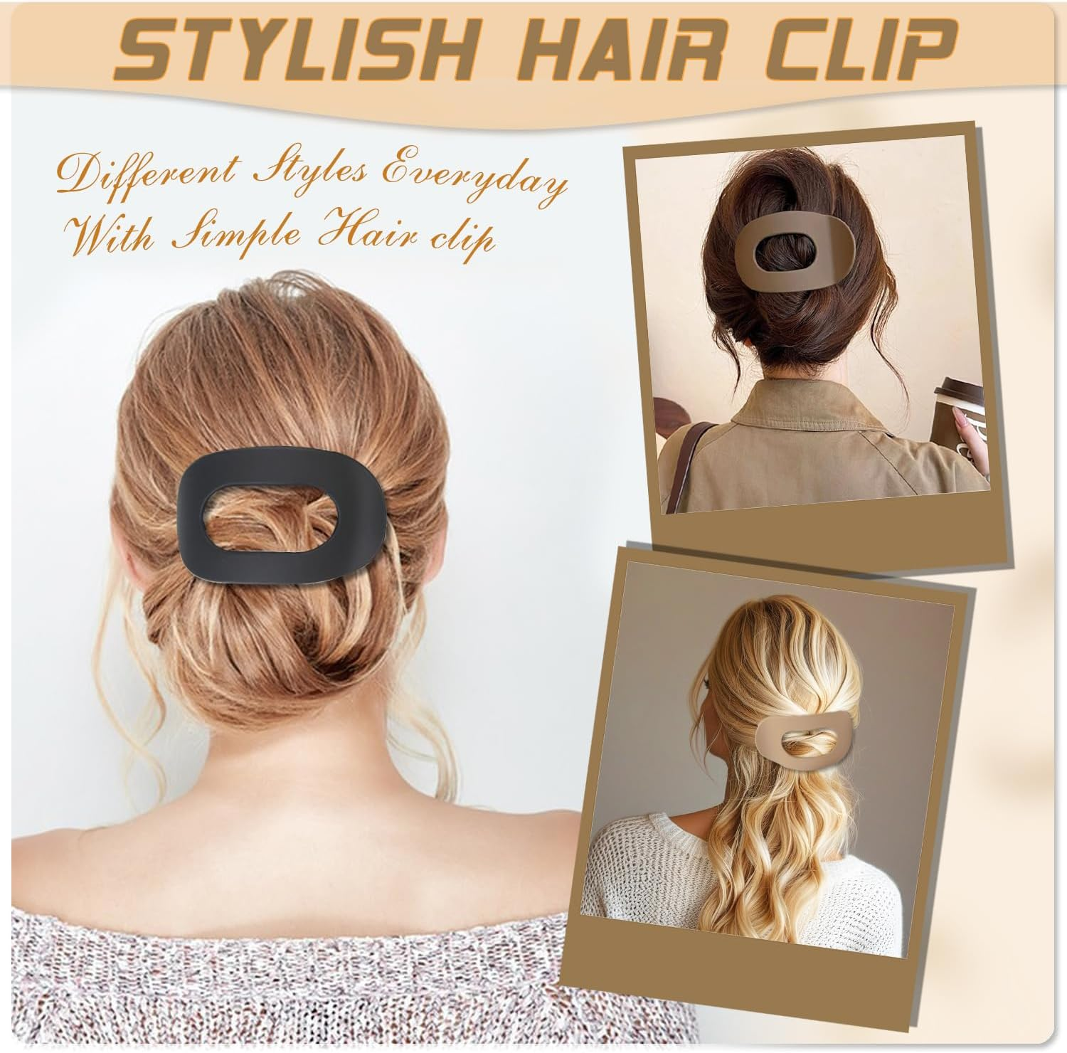 Qcdou Pack of 4 Flat Hair Clips for Women, Duckbill Hair Clip, Large Hair Clip, Strong Hold Women'S Hair Clips for Thin and Thick Hair, Curved Design for Lying and Driving image number 4