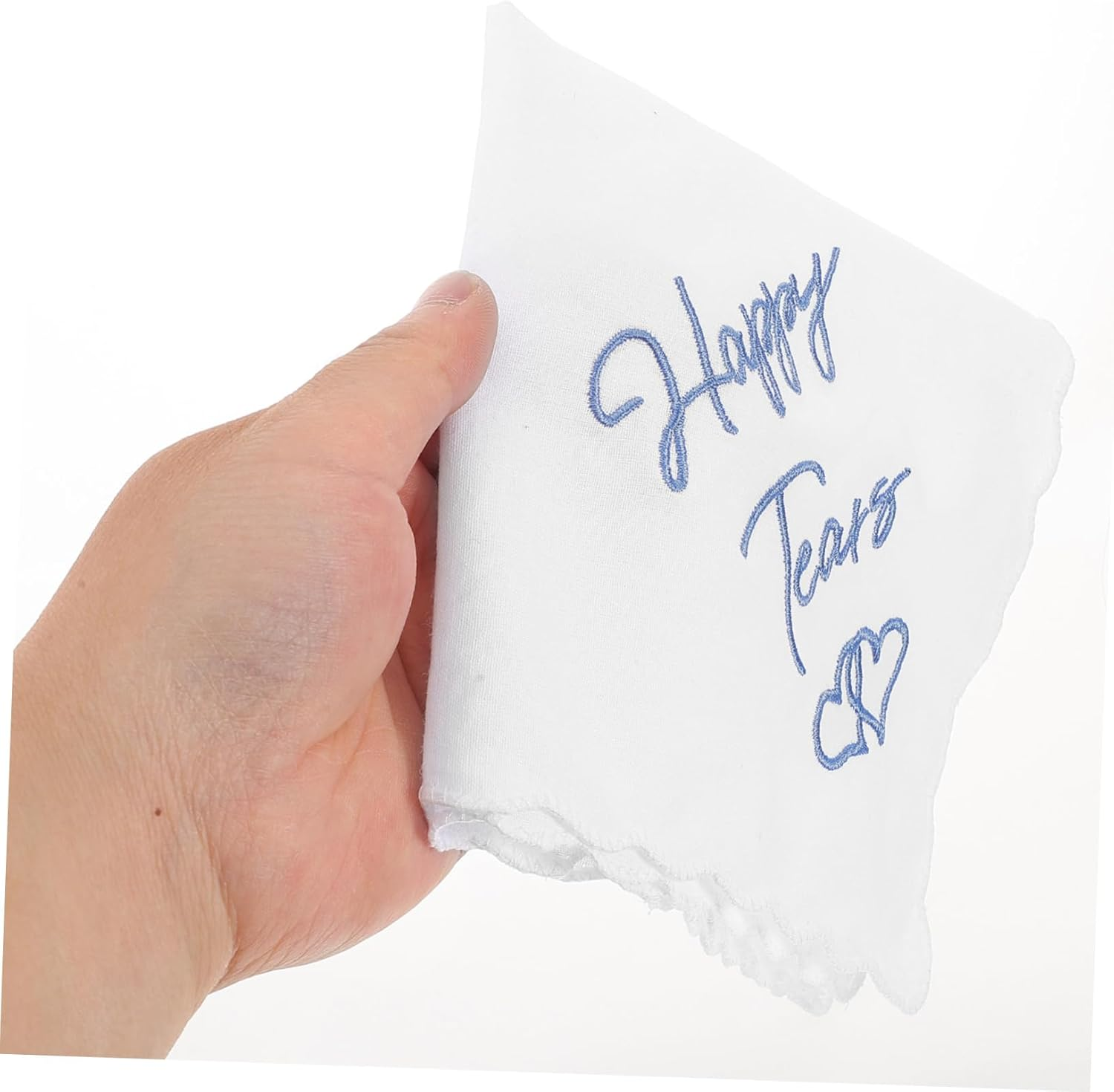 FOMIYES 4Pcs Wedding Handkerchief Happy Tears Embroidered Blue Handkerchiefs Mothers Bride Groom Mother Present Elegant Wedding Accessory image number 6