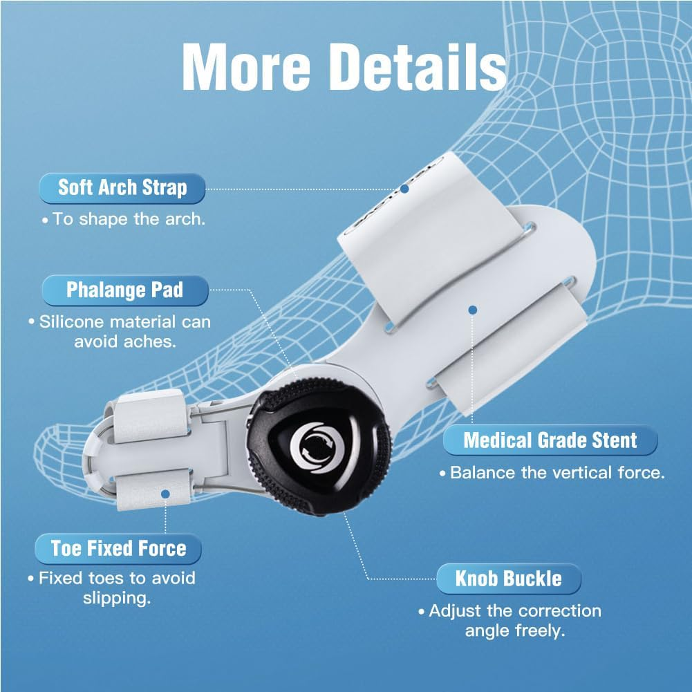 Adjustable Knob Bunion Splint Bunion Corrector for Women Hallux Valgus Brace Splint Pads Bunion Big Toe Separators Straightener for Women & Men(1-Pcs) image number 3