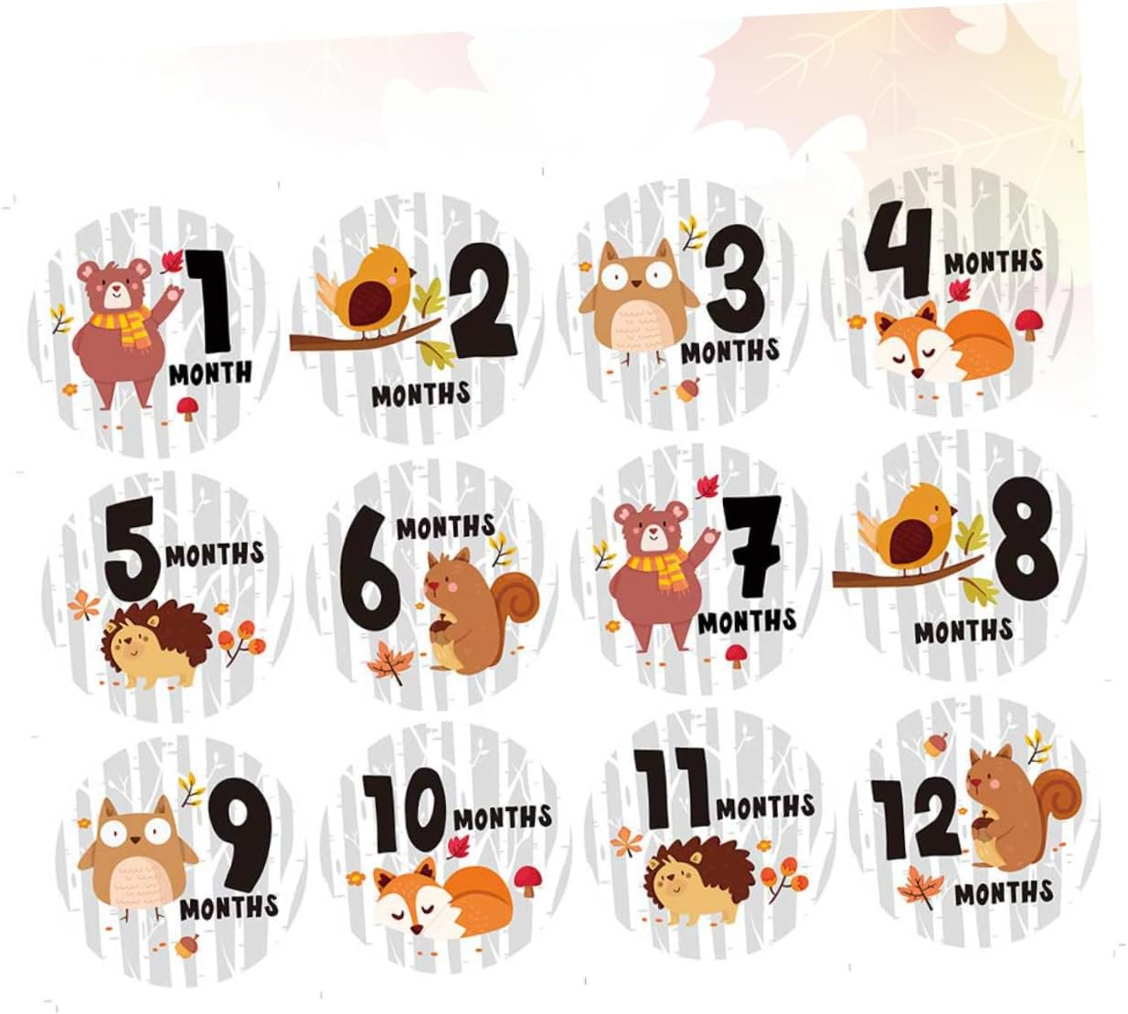 12Pcs Monthly Milestone Stickers for Newborns Self-Adhesive Stuff Gifts image number 1