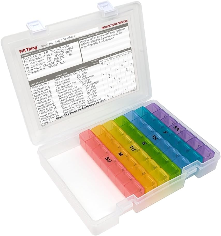 7 Times a Day Weekly Pill Box Organizer Case, Secure 7X Pillbox with Medication Schedule (7 Time-A-Day) image number 4