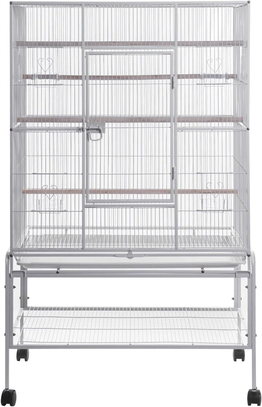 YES4PETS 140Cm White Bird Cage Parrot Aviary Pet Stand-Alone Budgie Perch Castor Wheels image number 3