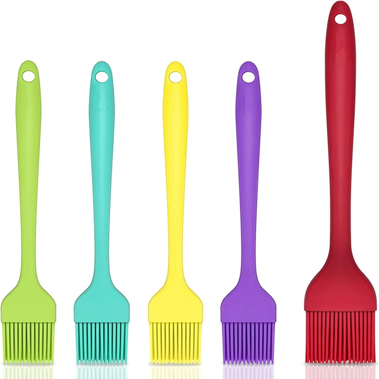 5 Pack Silicone Basting Brush Set, Heat Resistant Pastry Brushes Spread Oil Butter Sauce for BBQ Grill Barbeque Kitchen Baking Cooking Pastries - 1 Large & 4 Small image number 1