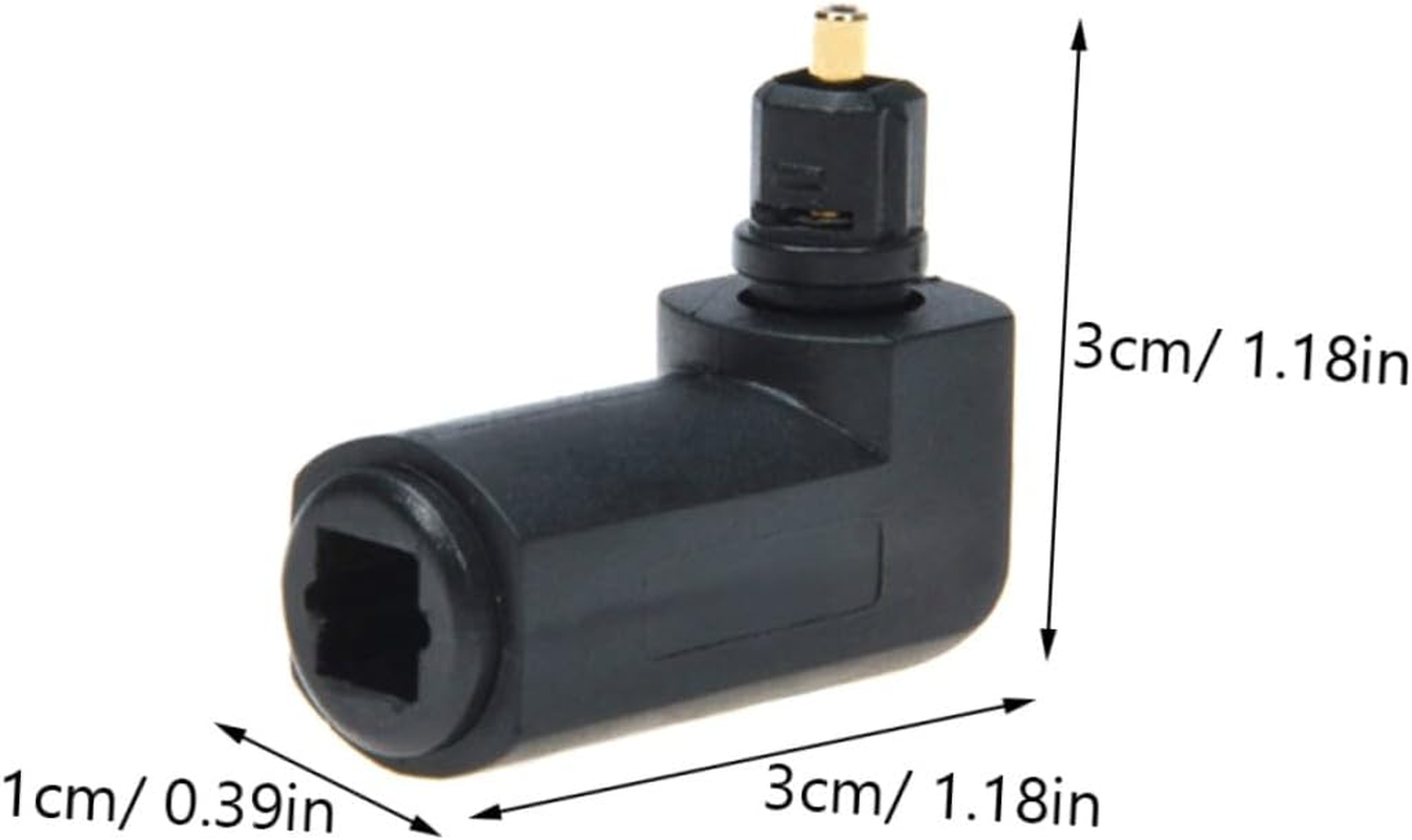 YOSADIER 5Pcs Fiber Optic Audio Adapter Male to Female Right Angle Connector with Rotatable Design Black PVC Shell for Home Theater Sound Bar and Tv