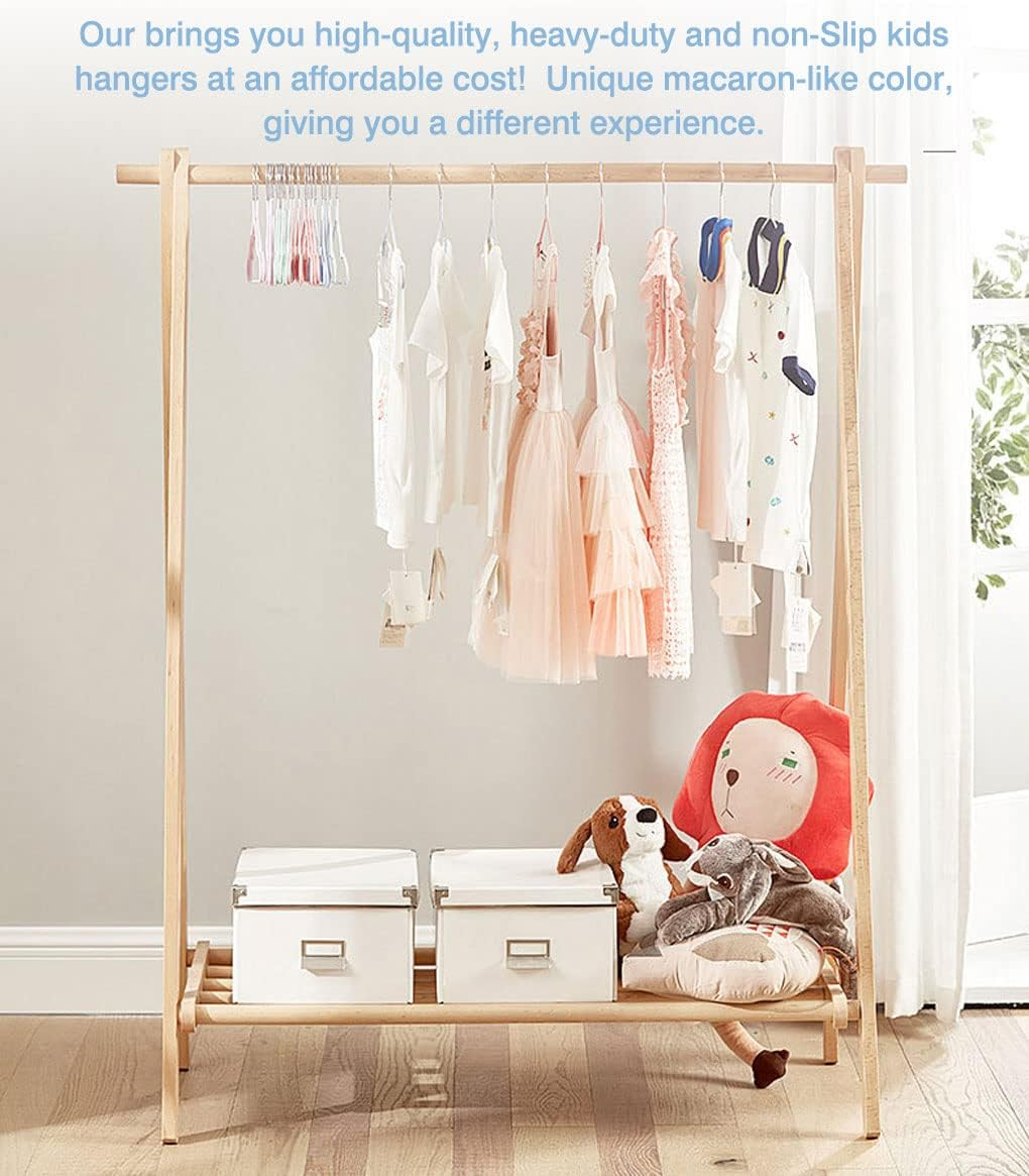 Vivva Non Slip Kids Hangers Not Plastic, [10 Pack] Baby Hangers Stainless Steel Children Cloth Durable for Closet,Perfect Infant Toddler Hanger(Green) - Blue image number 4