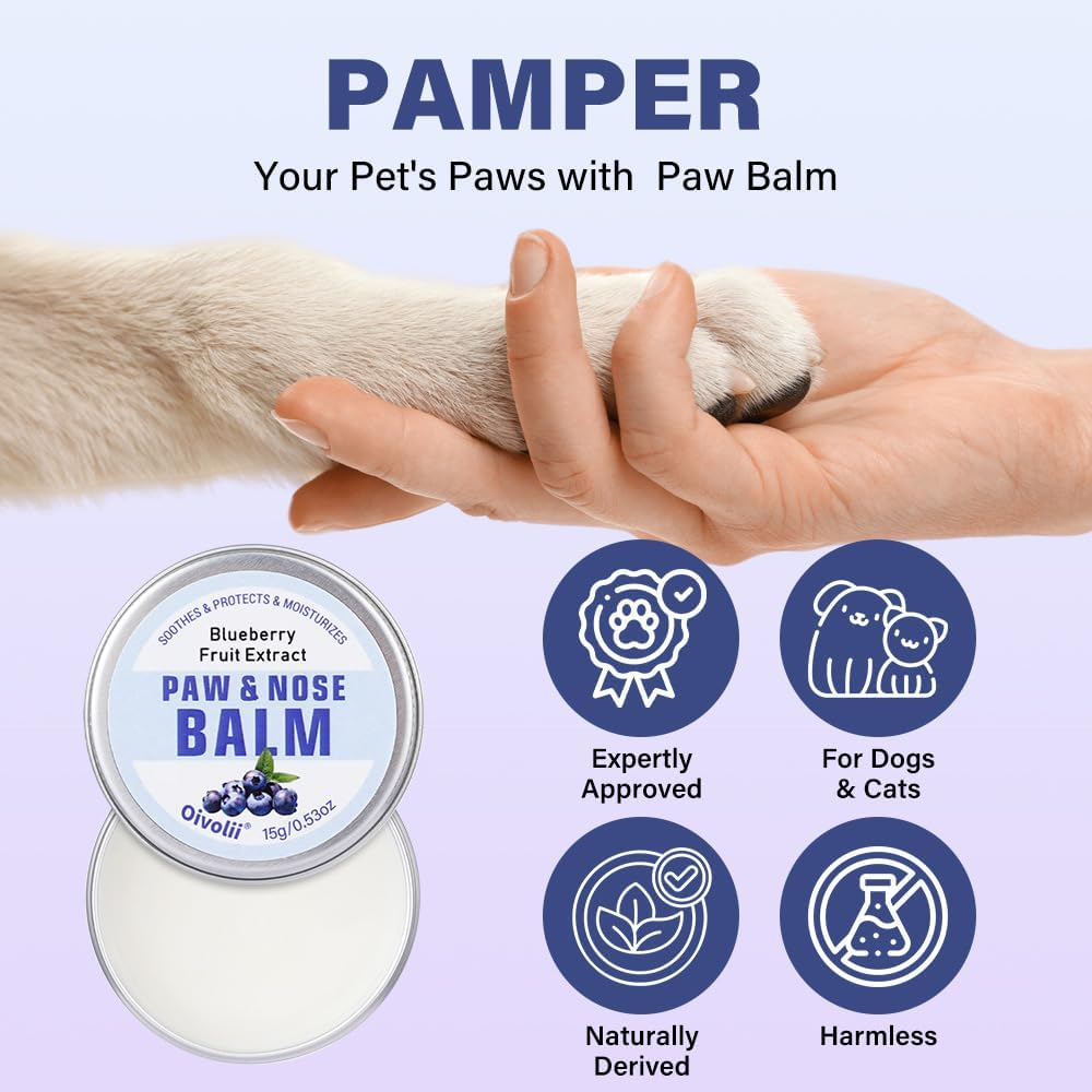 Natural Blueberry Paw & Nose Balm for Dogs and Cats, 15G, Moisturizing Pet Care Balm image number 2