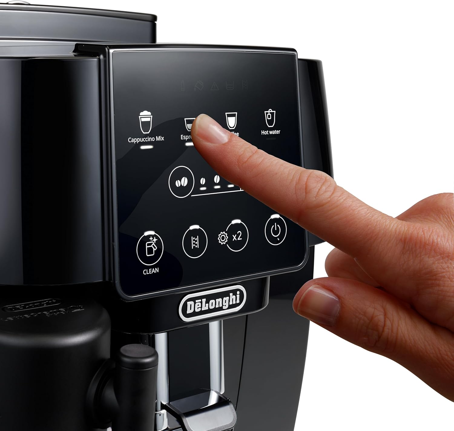 De'Longhi Magnifica Start with Milk Fully Automatic Coffee Machine ECAM220.63.B, Latte Crema Hot Automatic Milk Frother, 4 One-Touch Recipes, Soft-Touch Control Panel, 1450W, Black image number 3