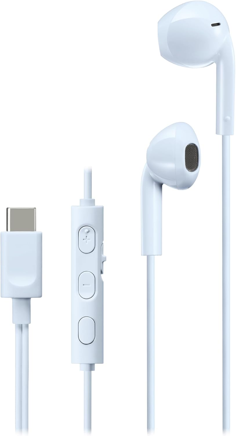 JVC HA-FR17UC-A Bud-Type USB-C Earphones with Built-In DAC for Powerful and Crystal Clear Sound, Practical Microphone and 3-Button Remote Control in Extremely Compact Design (Blue)