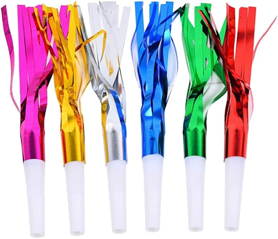 Vaguelly 72 Pcs Glitter Noisemakers, Metal Tassel Music Birthday Blowers, Horn Whistles Party Favors Blow Out, Kids New Year'S Eve Noisemakers image number 1