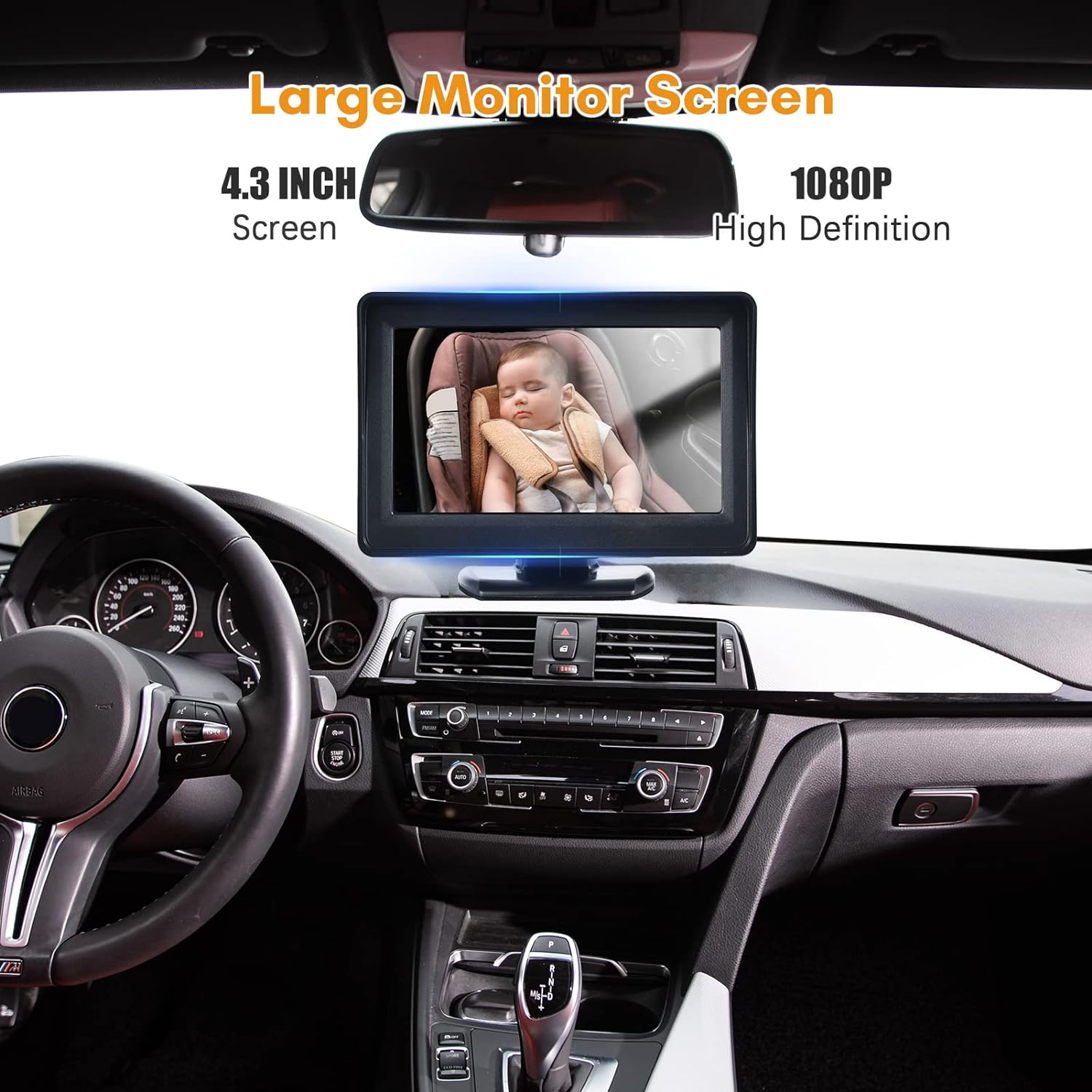 Nurdo Baby Car Monitor 1080P Camera for Rear Facing Seat - 4.3 Inch Mirror Display, 150&deg; Wide View, Easy Installation image number 5