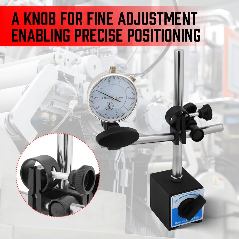 HORUSDY Dial Indicator Gauge Set with Magnetic Base, 0-10Mm Precision Dial Test Indicator with 22PCS Indicator Points, Machinist Measurement Tool for Engine, Automotive, Metalworking image number 4