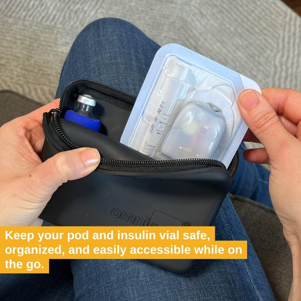 Omnipod Protective Travel Case | Silicone Storage Fits an Insulin Vial and One Pod| Diabetic Care Products | Diabetes Supplies Organizer (Black) image number 3