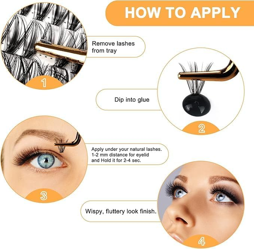 B&Qaugen Lash Clusters 40D-0.07D-9-16 B&Q LASH Individual Lashes 280 False Eyelash 10D 20D 30D 40D Extensions Cluster DIY at Home (40D-0.07D,9-16Mix) image number 5