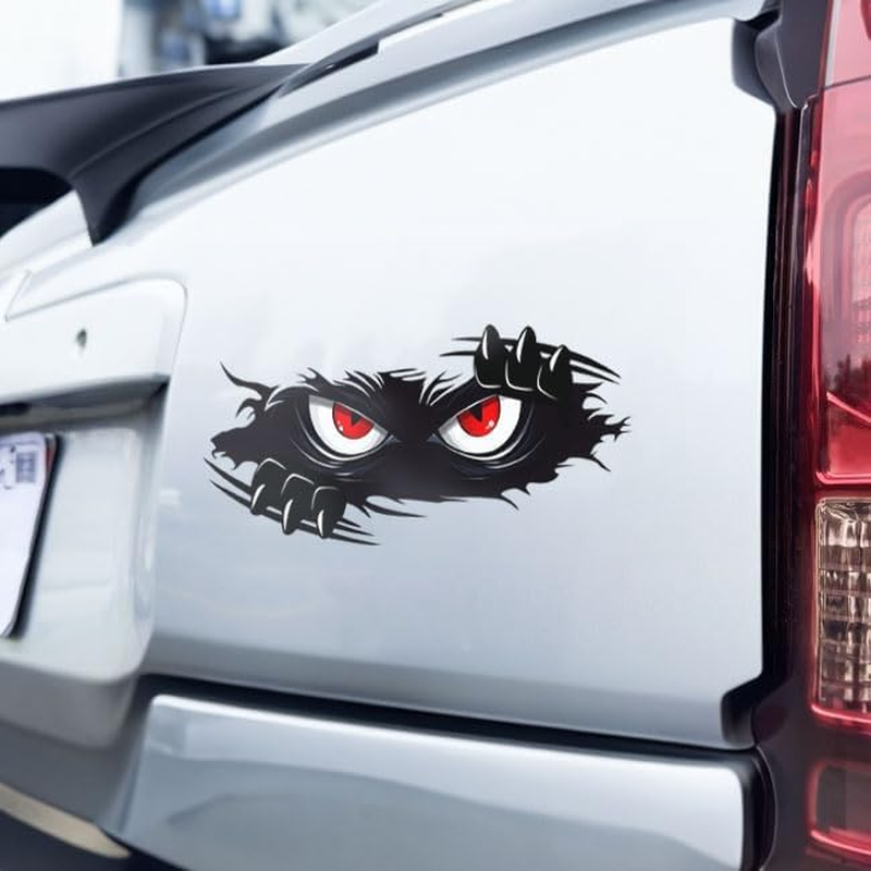 Car Decal - Peeking Monster Angry Eyes Car Decals,Funny Monster Stickers for Cars, Trucks, Dents & Sports Cars, Large Black Vinyl Bumper Stickers and Decals (10X4 Inches) 3PCS (Style 1) image number 4