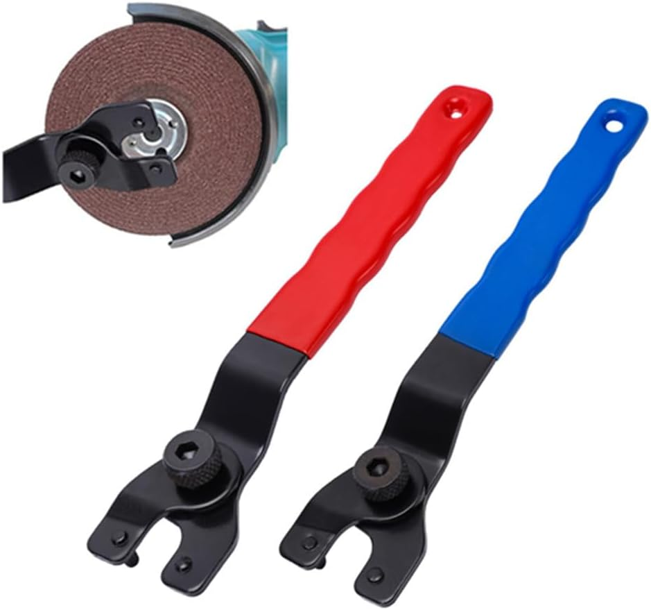 2 Pieces Adjustable Angle Grinder Spanner,Universal 8-50Mm Angle Grinder Spanner Key Adjustable Pin Wrench with Plastic Handle for Angle Grinders, with Wrench