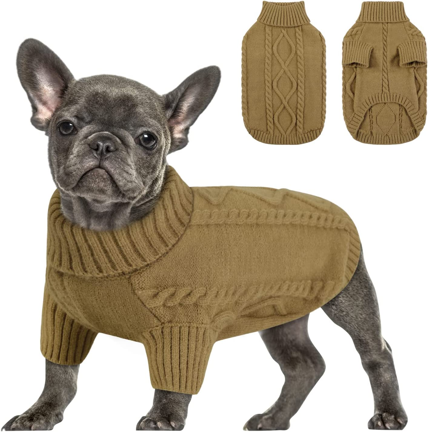 Queenmore Knitted Dog Sweater, Brown, XL image number 3