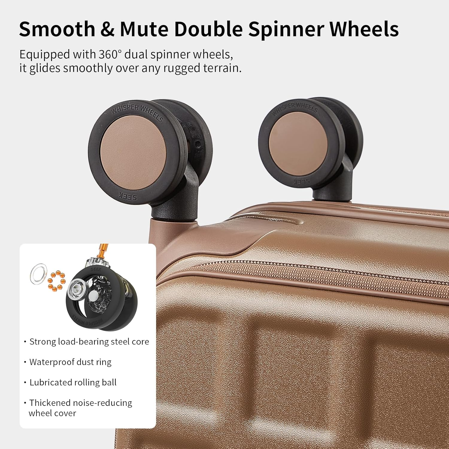 AJI Expandable Top Opening 24 Inch Checked Luggage with Spinner Wheels, Large Suitcase Hard Shell Travel Luggage Suitcases for Men Women, for 12+Days Travel (Chocolate Brown) image number 4