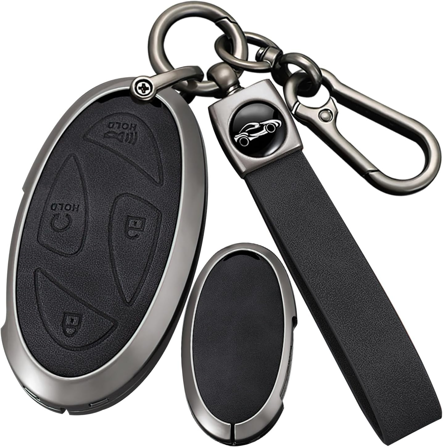 Ontto Leather Key Cover Fit for Hyundai 5/7 Buttons Key Fob Solid Car Key Case for Ioniq 6 Grandeur GN7 KONA Elantra Azera Sonata Hybrid Santa Fe Tucson Hybrid 2023 2024 2025,Black image number 4