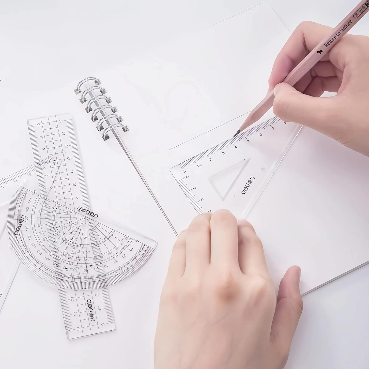 Compass Set Geometry Set 8-Piece Protractor Set Geometry Set Pencil Maths Set Geometry Compass School Compass Geometry Compass Maths Geometry Tool with Pencil Case image number 6