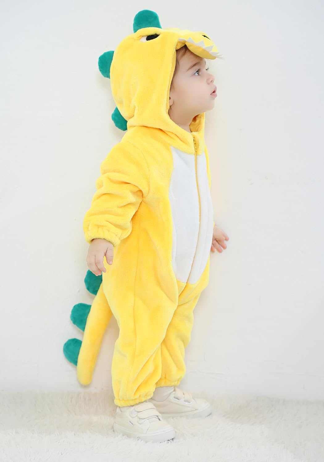 LOLANTA Unisex Baby Dinosaur Costume, Toddler Hooded Animal Costume, Flannel Union Suit image number 2