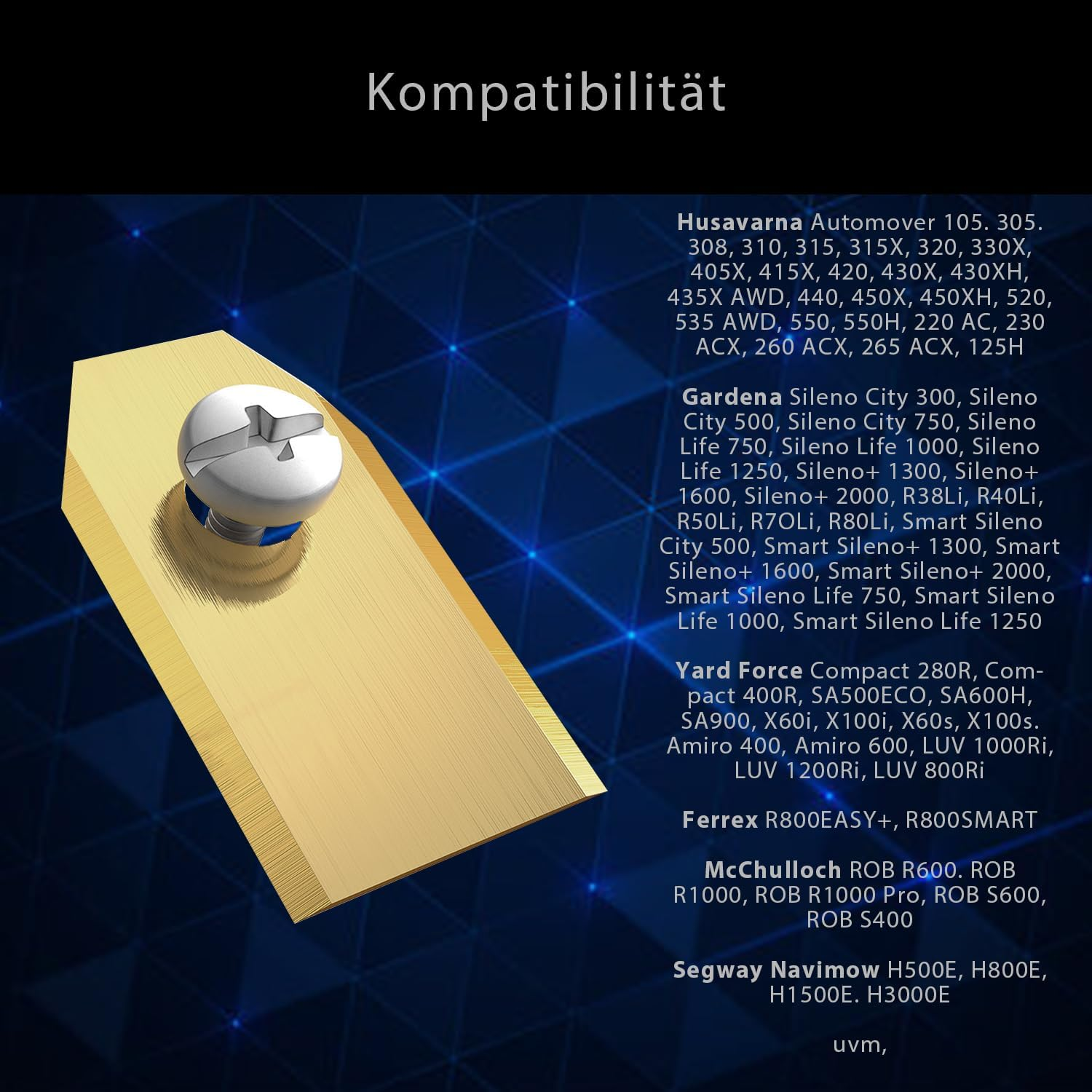 30 X Titanium Blades Longlife Suitable for All Husqvarna&reg; Automower&reg; / Gardena&reg; Robotic Lawnmower/Suitable for 105, 310, 315, 320, 420, 430X, R40I - (0.75 Mm) image number 5
