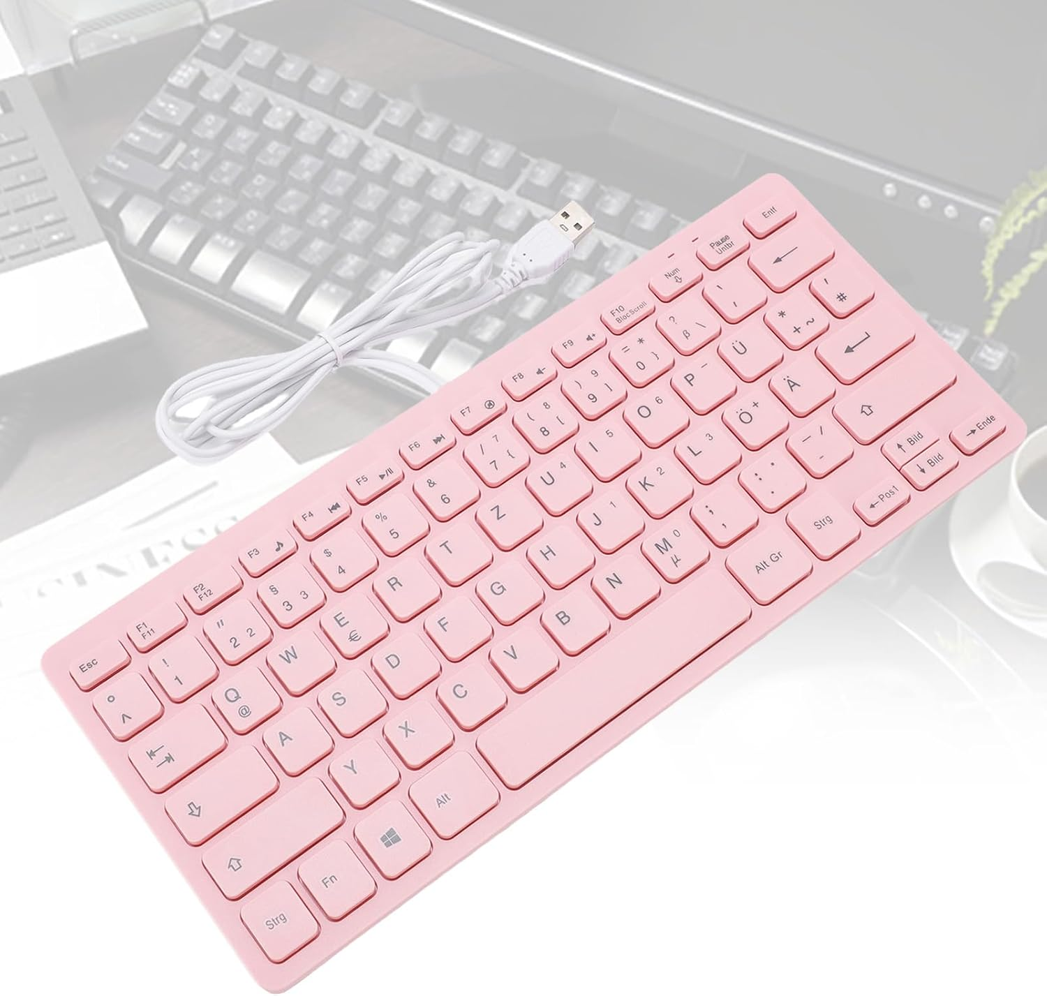 Wired Gaming Keyboard, 78 Keys Quiet USB Mechanical Keyboard with anti Slip Foot Pads, Small Wired Mini Keyboards for Gaming Working (German Version) image number 4