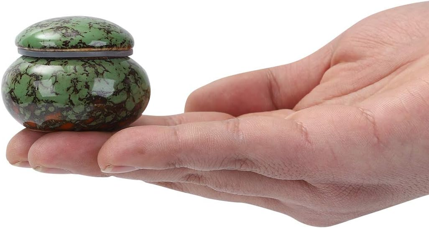 Small Urn for Human Ashes - 1.6'' Handicrafted Urn - Beautiful Tiny Keepsake Urns - Mini Urn Made of Ceramic - Hold 1.2 Cubic Inches of Ashes (Orange)