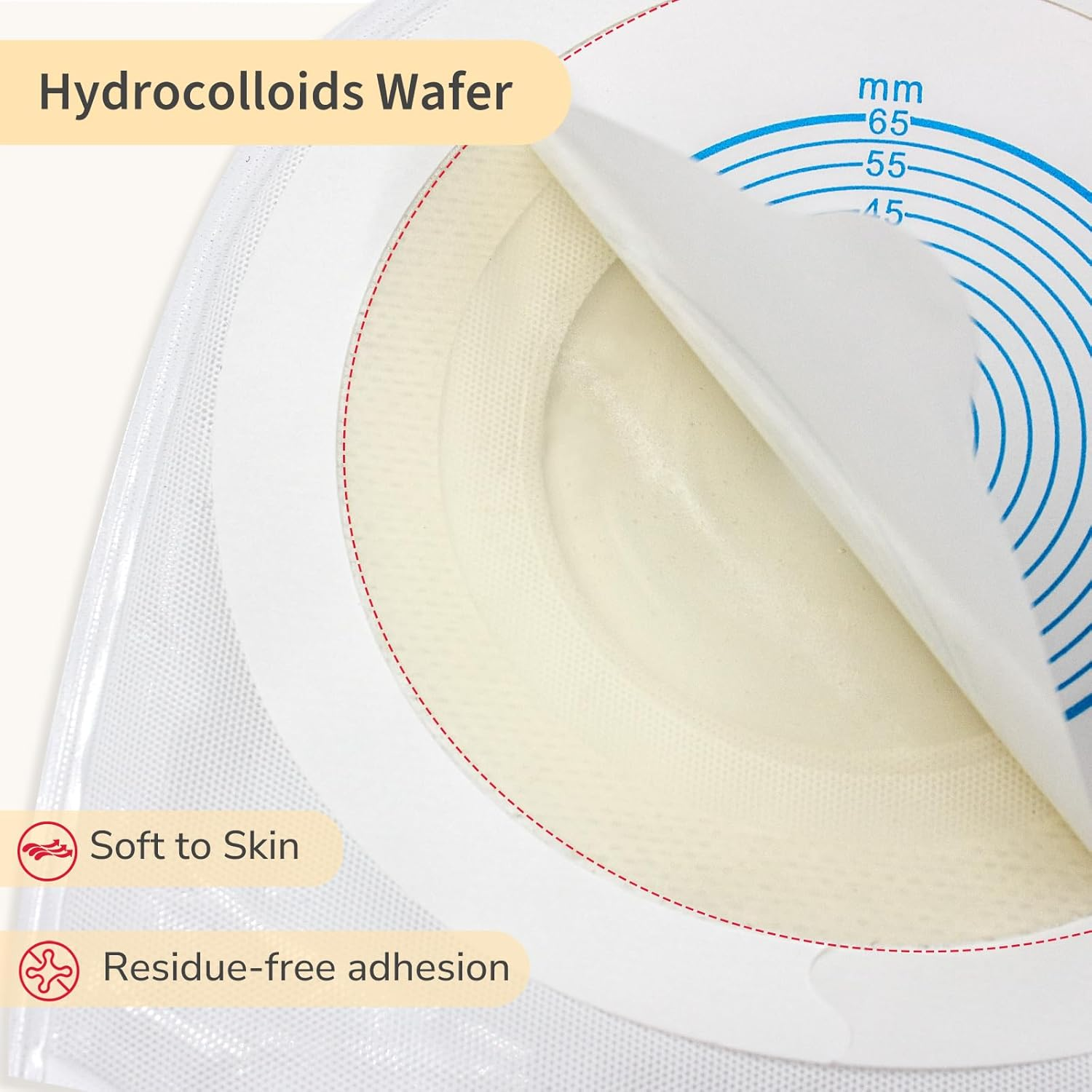 DERAYMI 10 PCS Urostomy Bags Colostomy Bags, 20-65Mm One Piece Ostomy Bags for Urine Ostomy Supplies, Urostomy Drainable Pouches for Ileostomy Colostomy Stoma Care image number 2