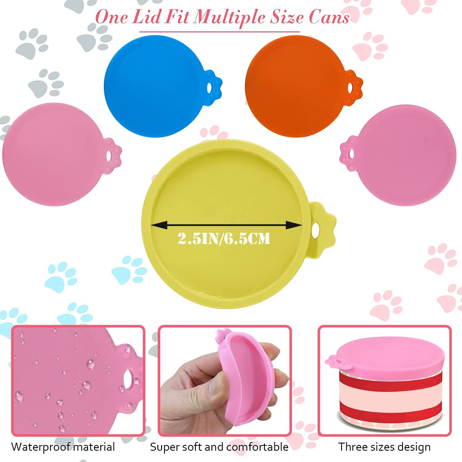 AQSXO 4 Pcs Silicone Small Pet Food Can Lids Covers for 3 Oz & 2.5 Oz Cat Food Cans image number 2