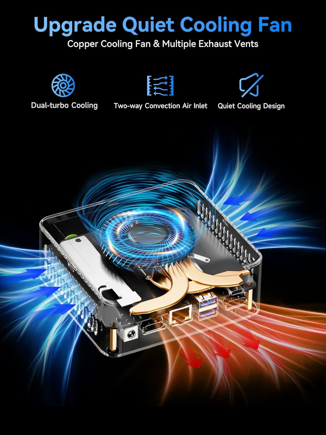 Gmktec Mini PC Intel I7 12700H (14C/20T 4.7 Ghz) 32GB DDR4 1TB SSD Intel I226V LAN 2.5G, USB-C 4.0 Mini Desktop Computer Iris XE Graphics, Triple 4K Display, Wifi 6, BT5.2 M3 Ultra image number 6