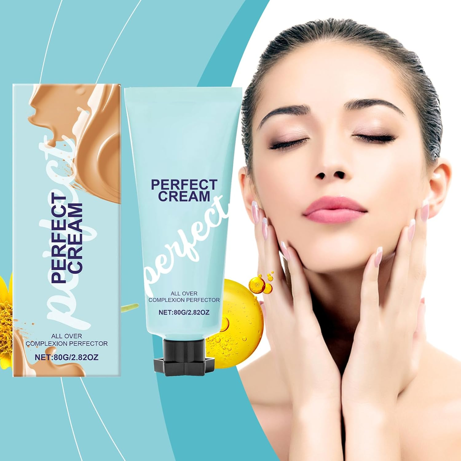 Body Perfector Cream, for Legs, All-Over Complexion Perfector with Brush,Full Coverage Concealer, Long-Lasting CC Cream Foundation