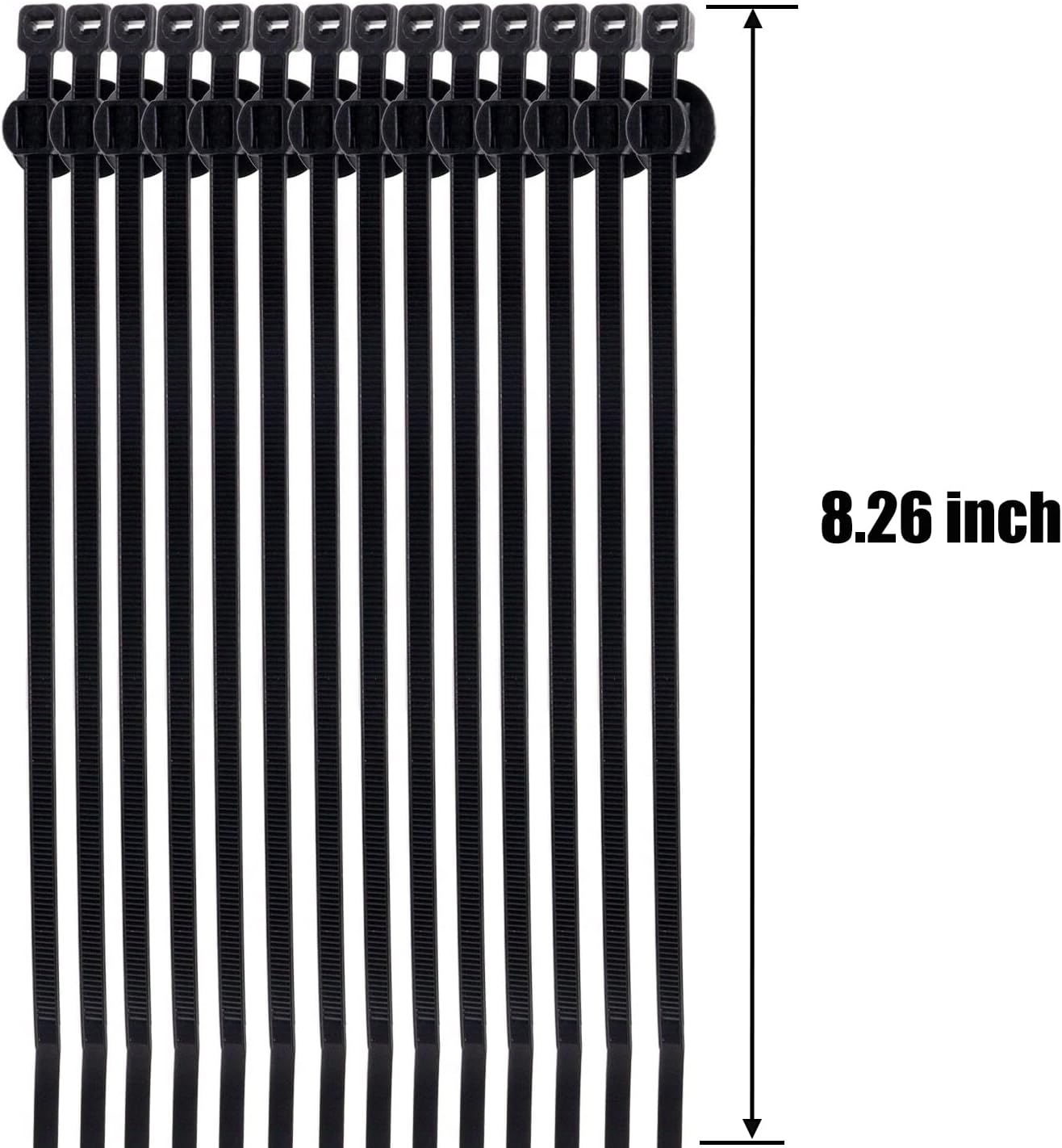 BENLIUDH Cable Ties 8 Inch, Black Fir Tree Nylon Push Mount Head Electrical Zip Tie Wire Clip Holder (100 Pack)