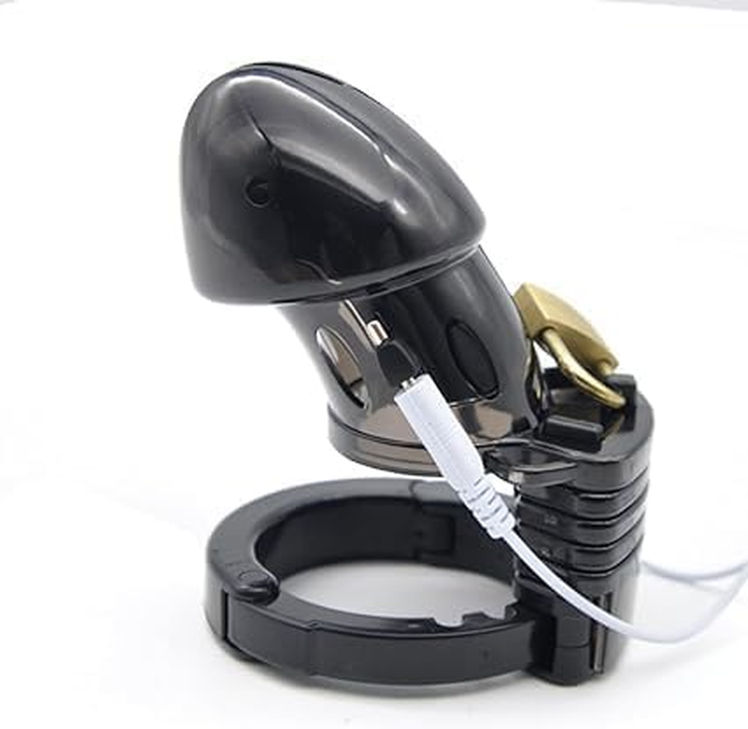 Electric Shock Chastity Cage Bird Cage Device Lockable Men Rings Plastic Male Chastity Cage for Adult Male Men Sex Toys (Black) image number 1